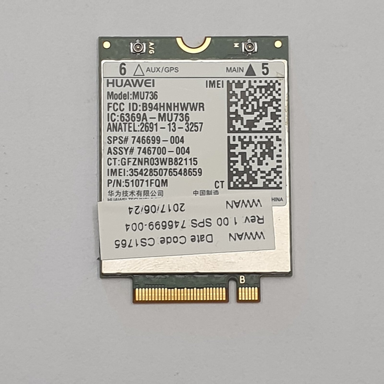 HP ProBook 640 G3 WWAN Karte Huawei MU736 3G Modul Mobile Broadband WWAN Modul