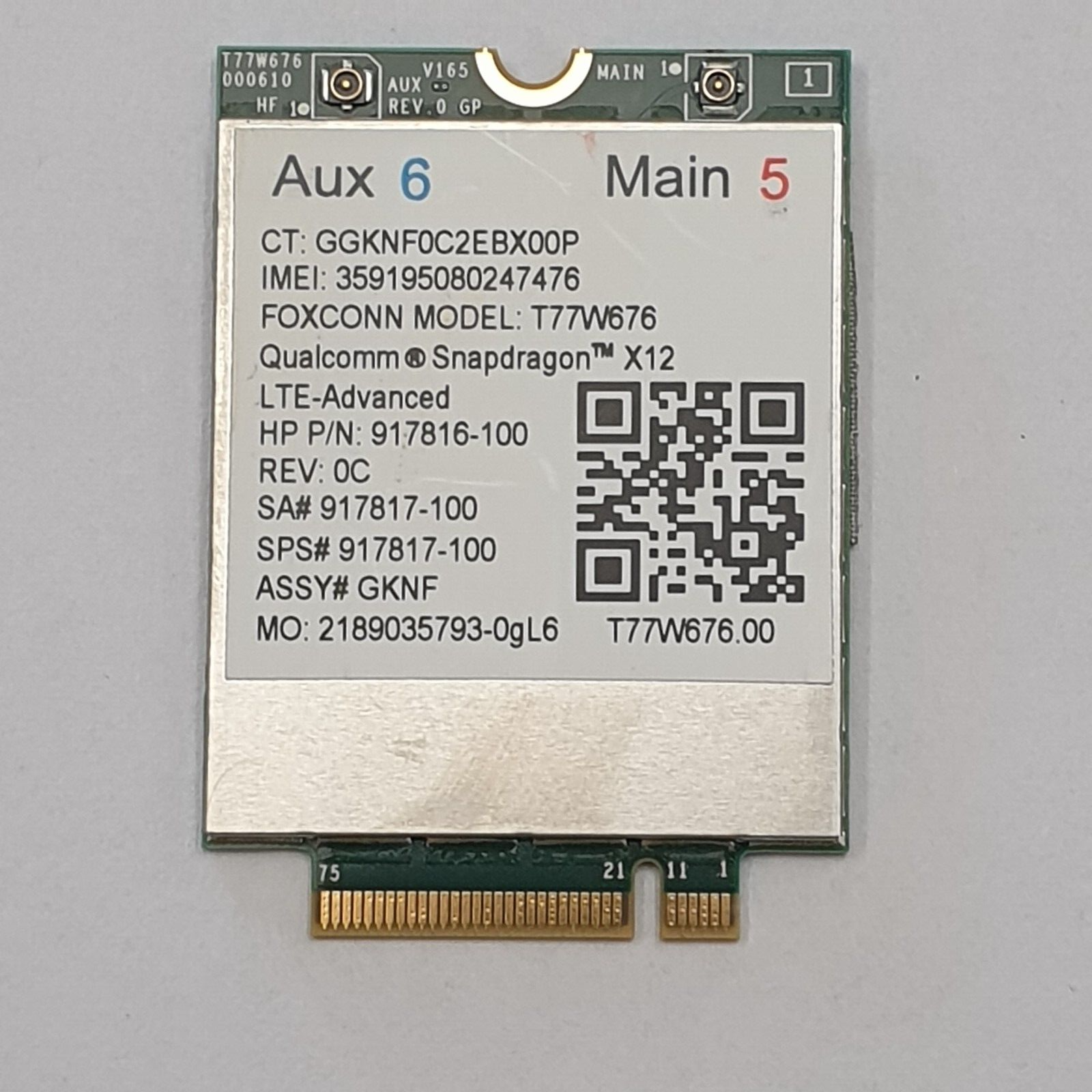 HP Elite X2 1013 G3 WWAN LTE Modul 4G Karte Qualcomm Snapdragon X12 T77W676