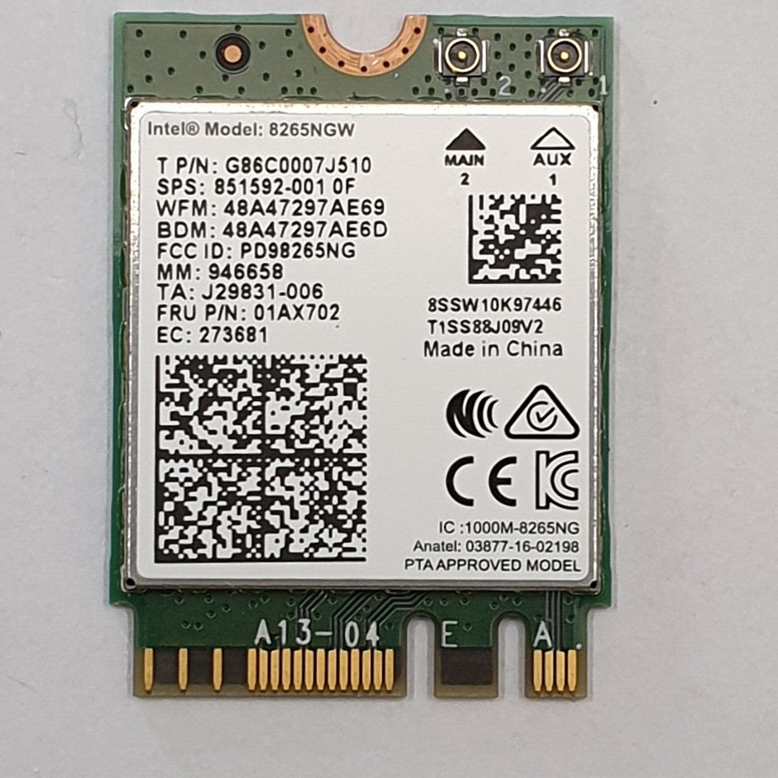 Lenovo ThinkPad X280 WLAN Bluetooth Karte Wireless Card WiFi Modul