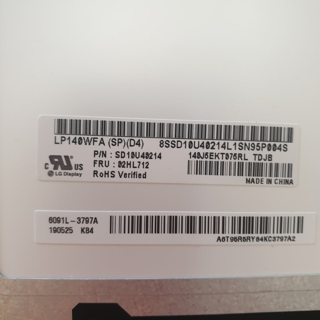 Lenovo ThinkPad T490s FHD Display 14" LP140WFA (SP)(D4) Panel LCD Bildschirm