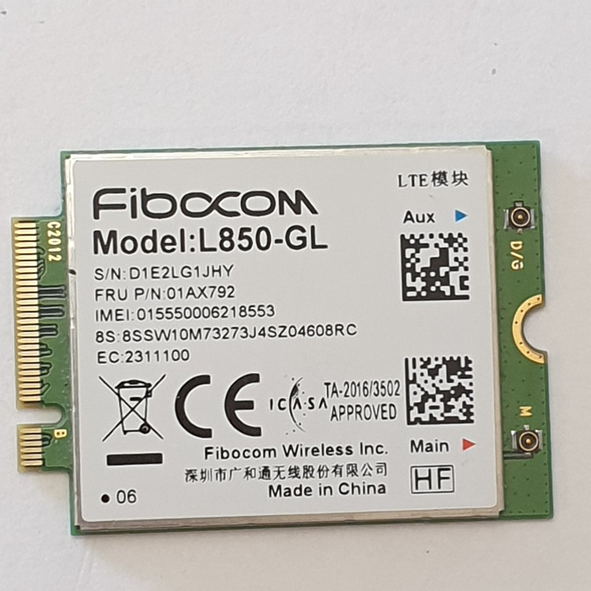 Lenovo ThinkPad X390 LTE Modul WWAN Karte 4G Fibocom L850-GL Mobilfunkkarte