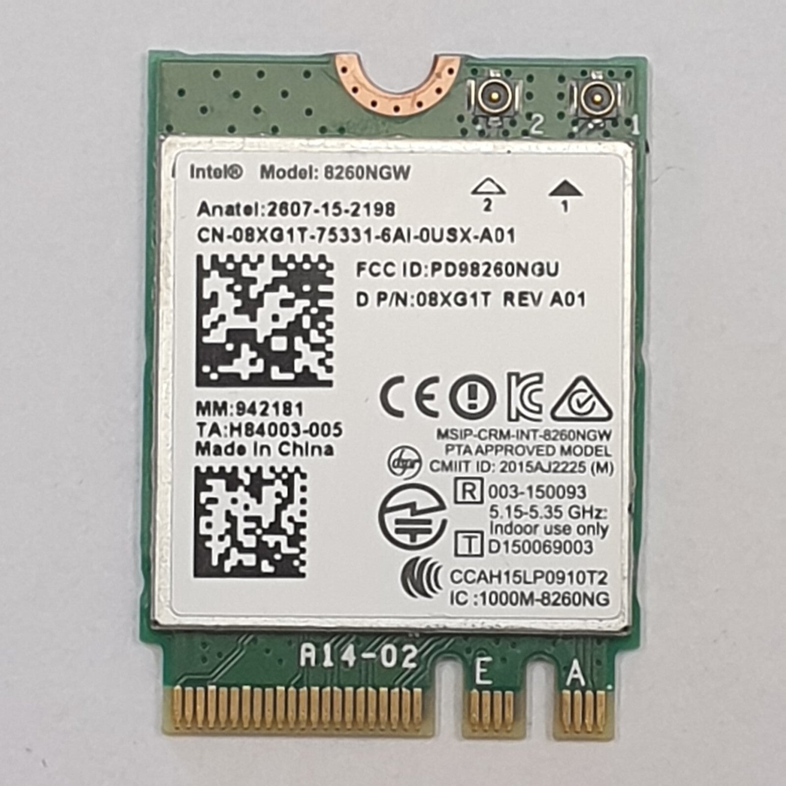 Dell Latitude E5270 WLAN Bluetooth Karte Intel 8260NGW WLAN Bluetooth Karte