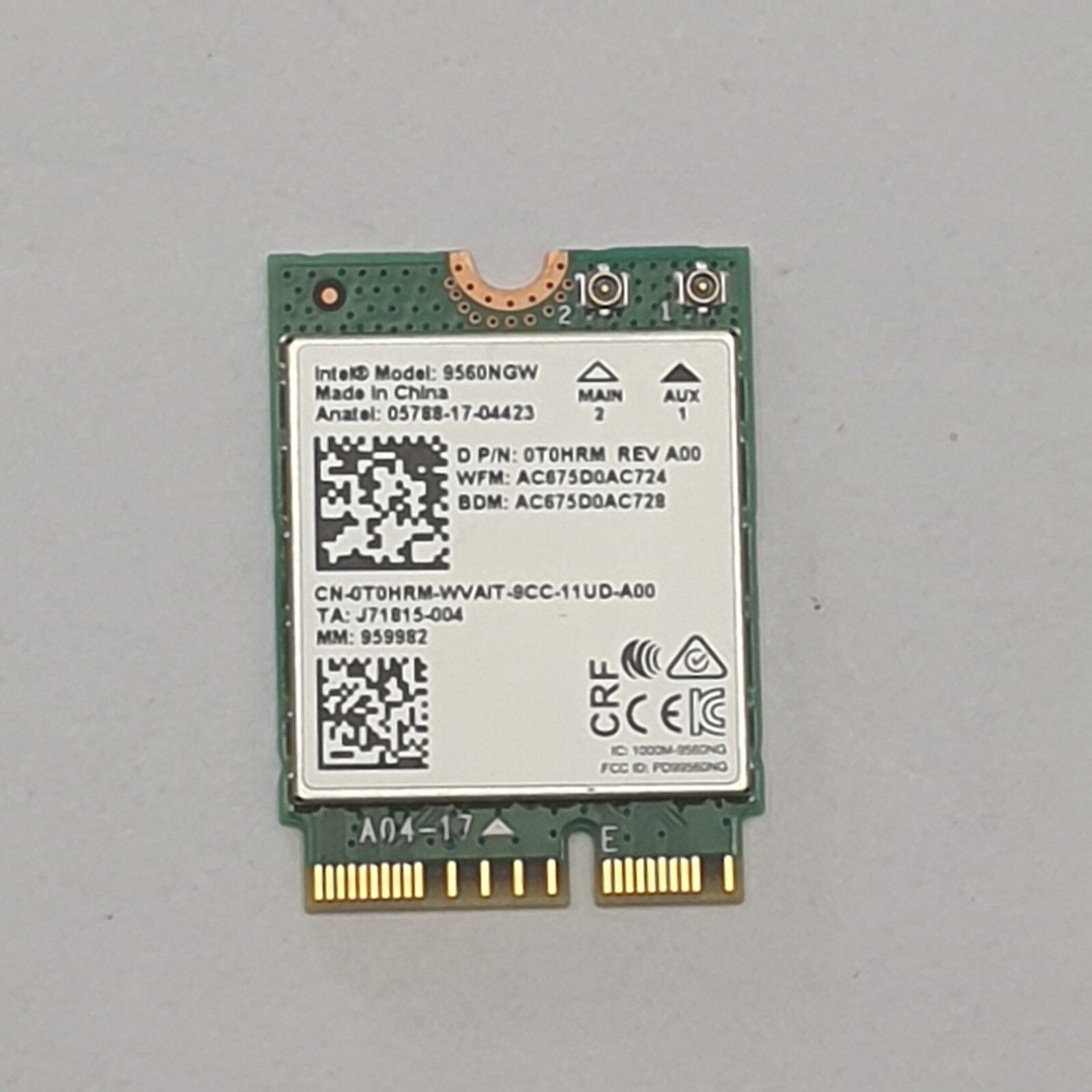 Dell Latitude 5300 WLAN Karte Wifi Intel 9560NGW WLAN Karte WiFi Modul