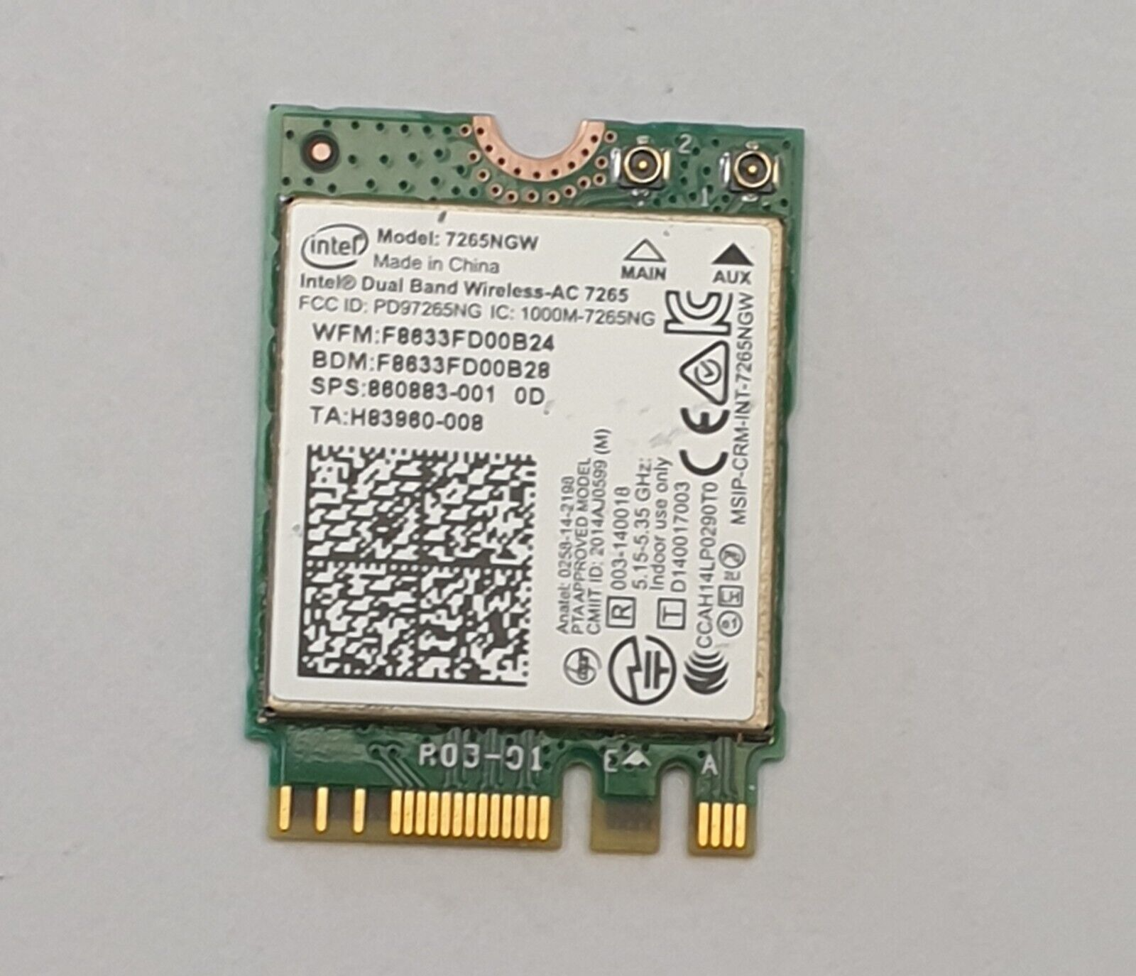 HP Chromebook 13 G1 WLAN Karte Intel 7265NGW Wireless AC 860883 001