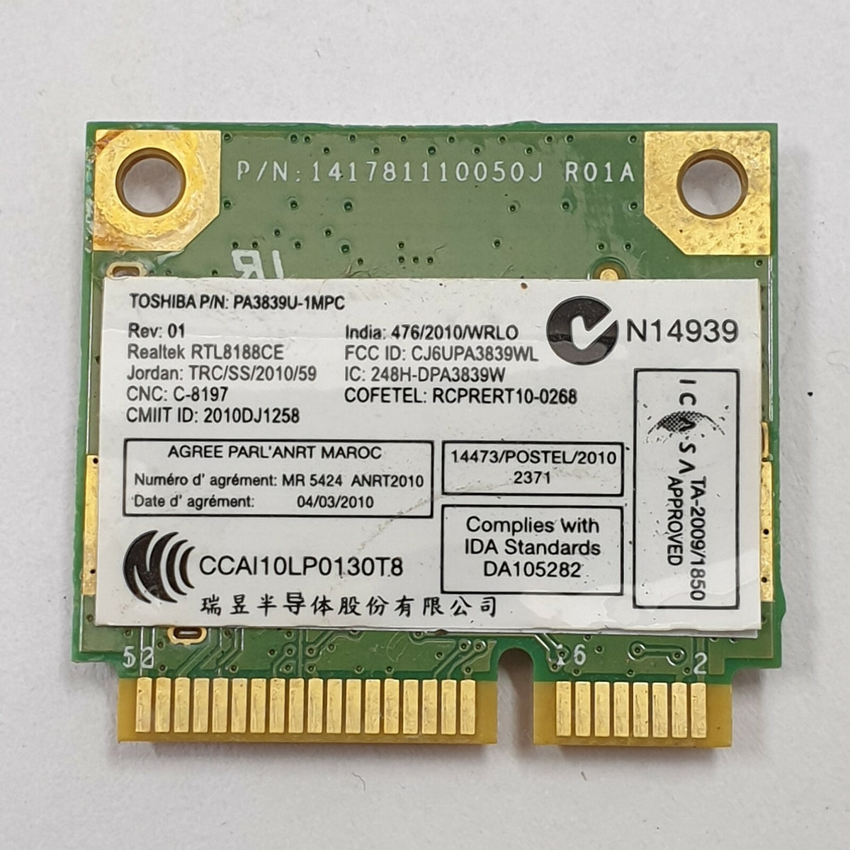 Toshiba Satellite C870 WLAN Karte Wifi Modul Wireless LAN Card RTL8188CE