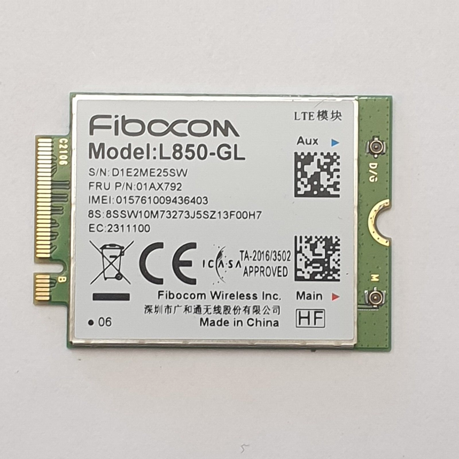 Lenovo ThinkPad T15 Gen 1 G1 Fibocom L850-GL LTE Modul WWAN Karte 4G