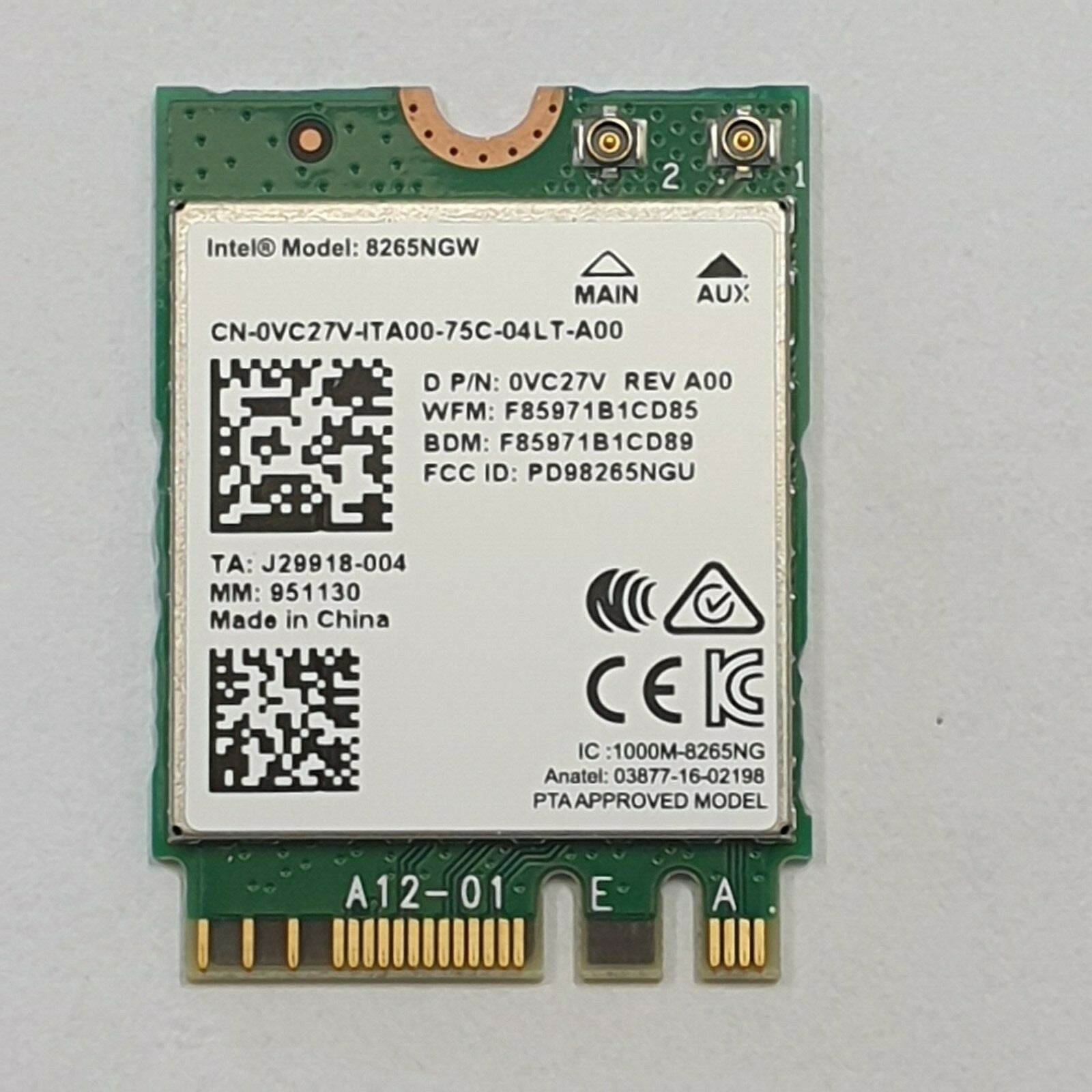 Dell Latitude 12 5285 WLAN Bluetooth Karte Intel 8265NGW Wireless Modul