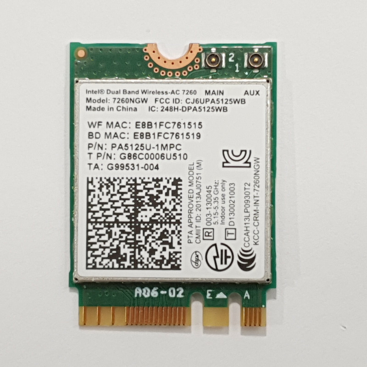 Toshiba Tecra Z50-A Serie WLAN Bluetooth Karte Intel 7260NGW Wireless Modul
