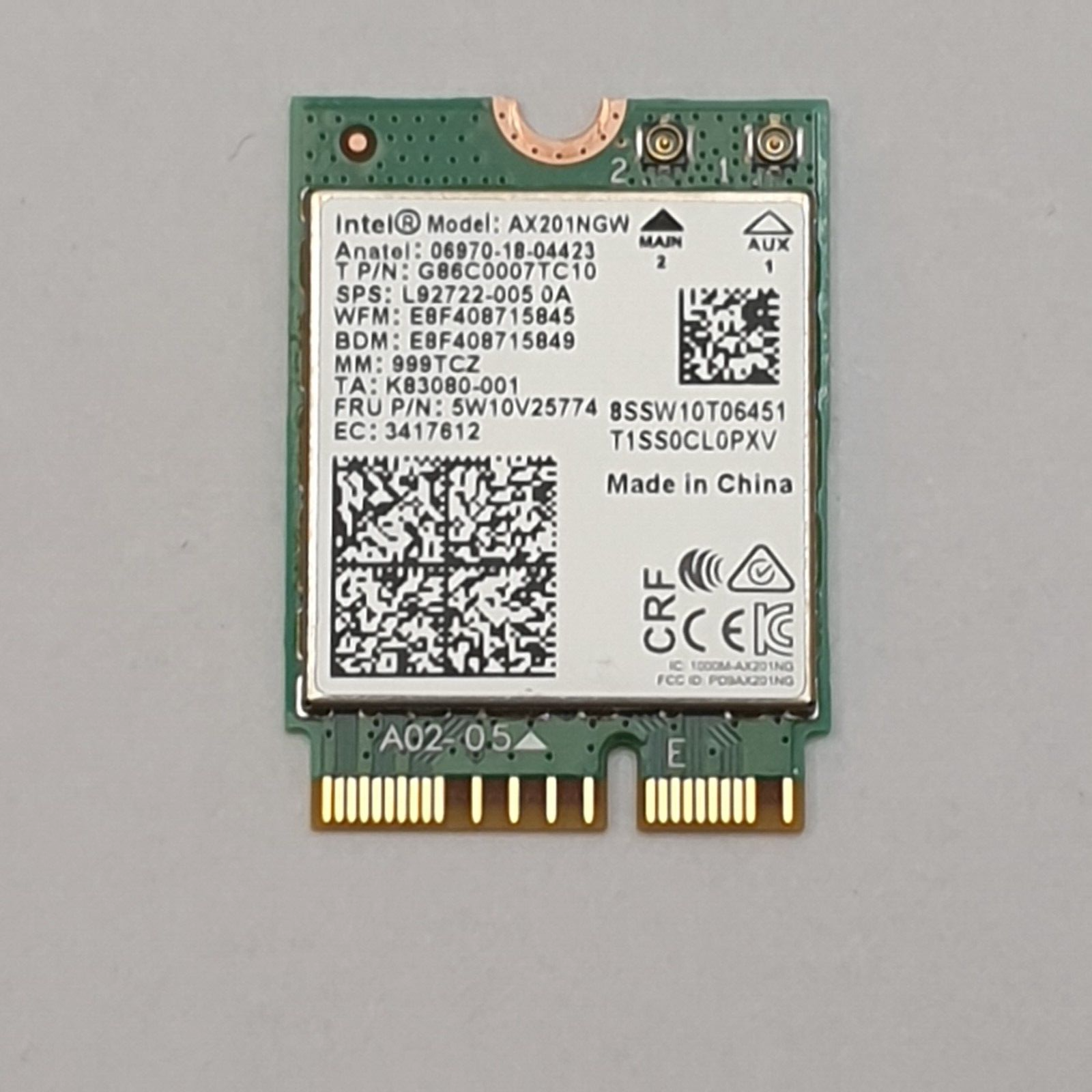 Fujitsu Lifebook U7410 WLAN Karte Wifi Intel AX201NGW WLAN Karte Wifi Modul