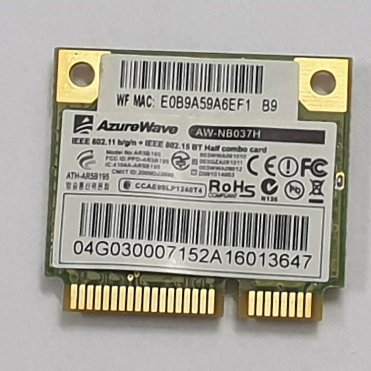 Asus K43E WLAN Karte Wifi Card AzureWave AW-NB037H Bluetooth Combo Modul