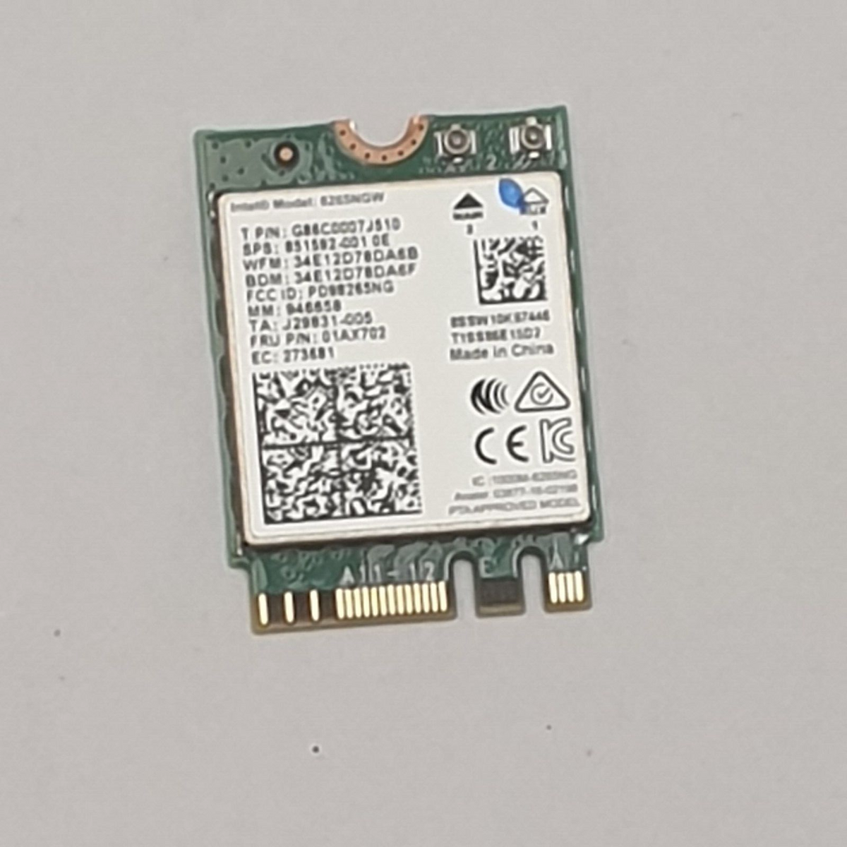 Lenovo ThinkPad T480 WLAN Karte Wifi Intel 8265NGW Wireless Modul