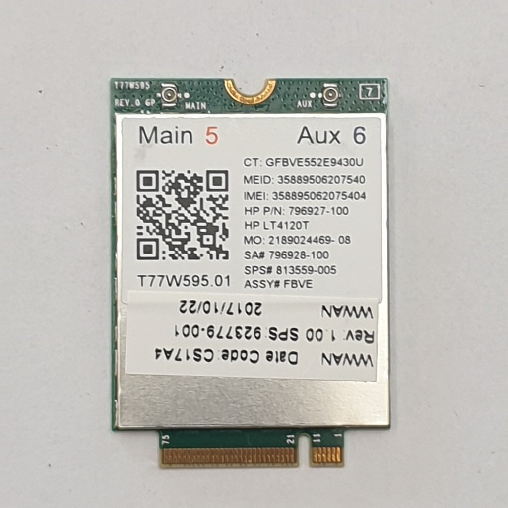 HP Elite X2 1012 G2 WWAN LTE Modul Karte 4G Mobile Broadband LT4120T
