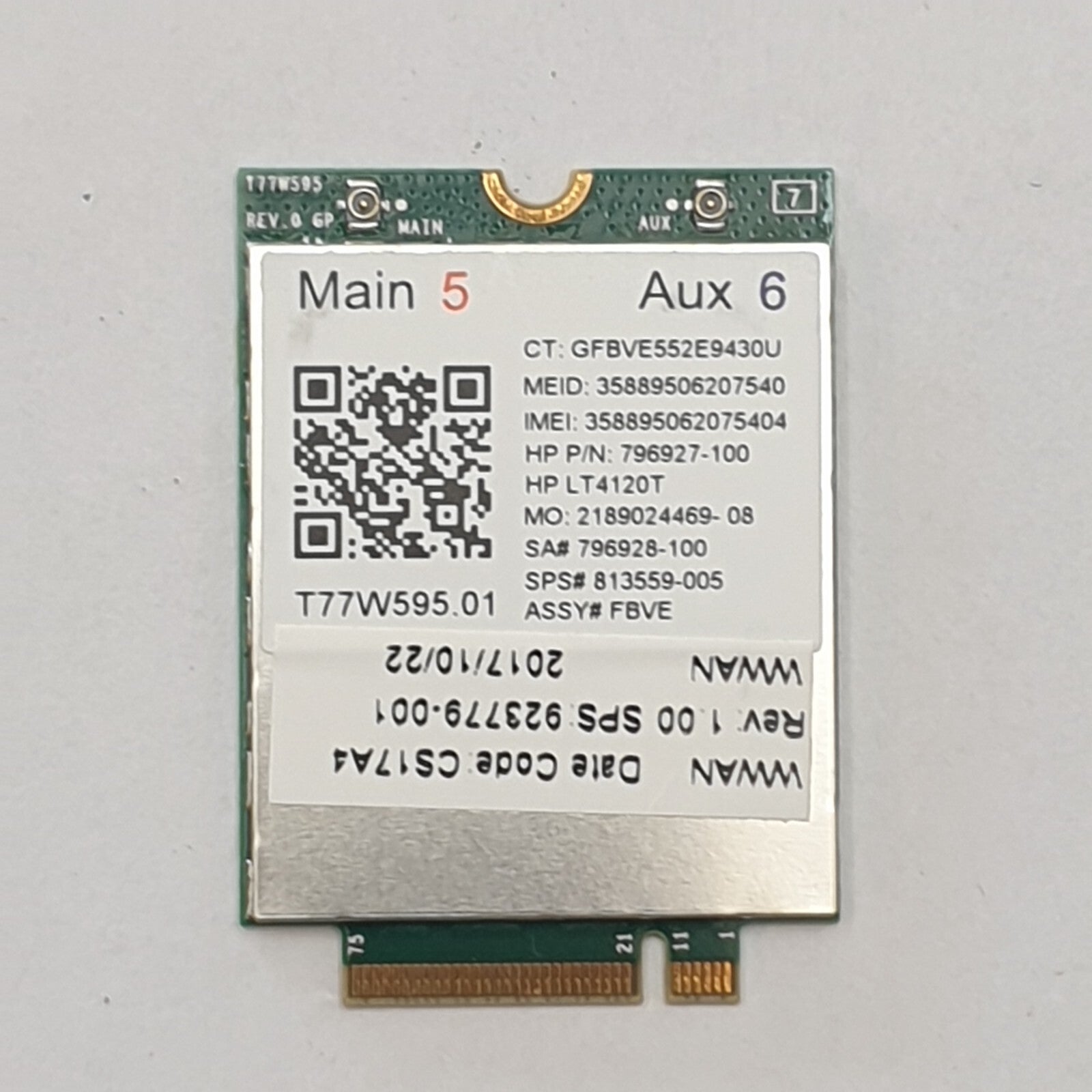 HP Elite X2 1012 G2 WWAN LTE Modul Karte 4G Mobile Broadband LT4120T