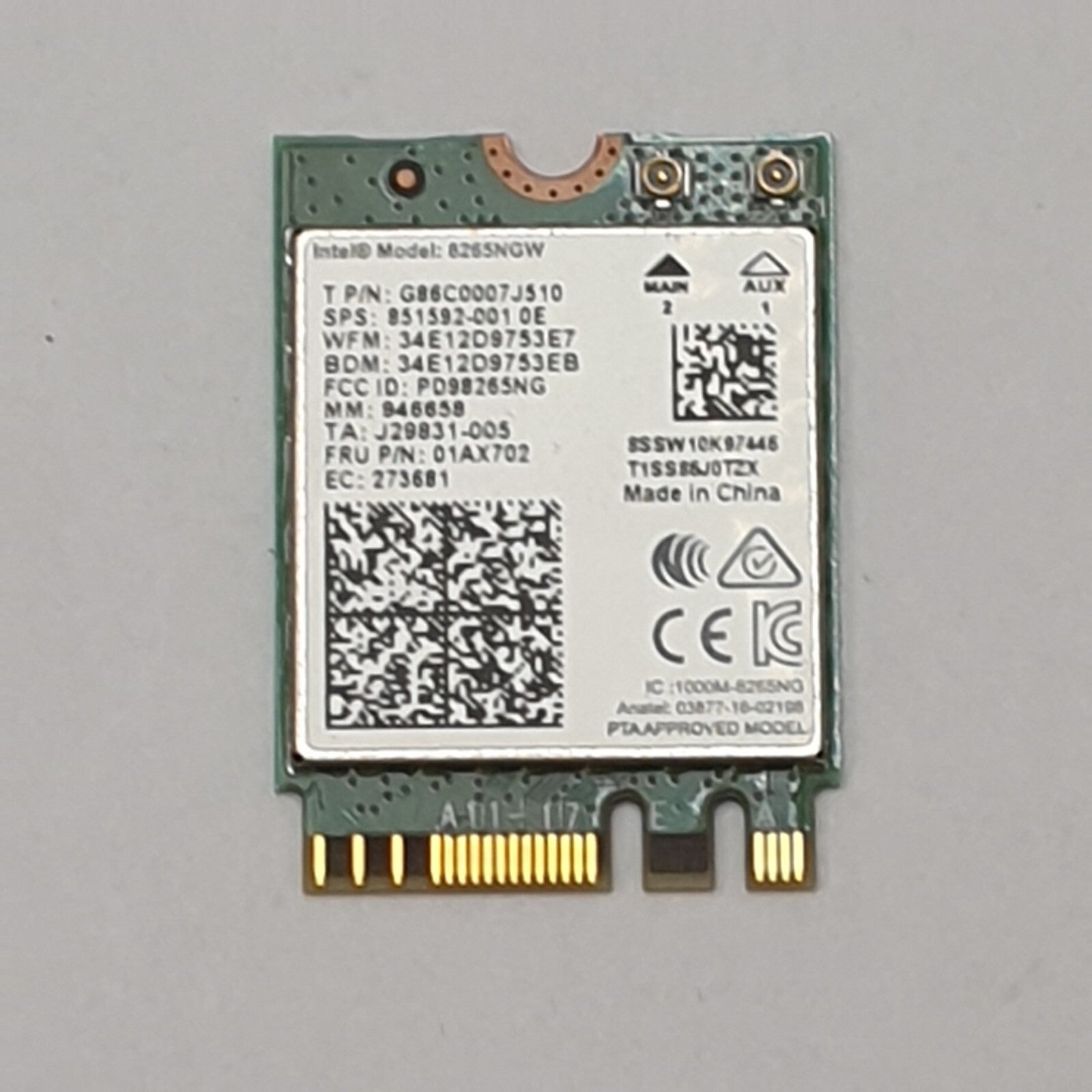 Lenovo ThinkPad P51 WLAN Bluetooth Karte Intel 8265NGW Wireless Modul