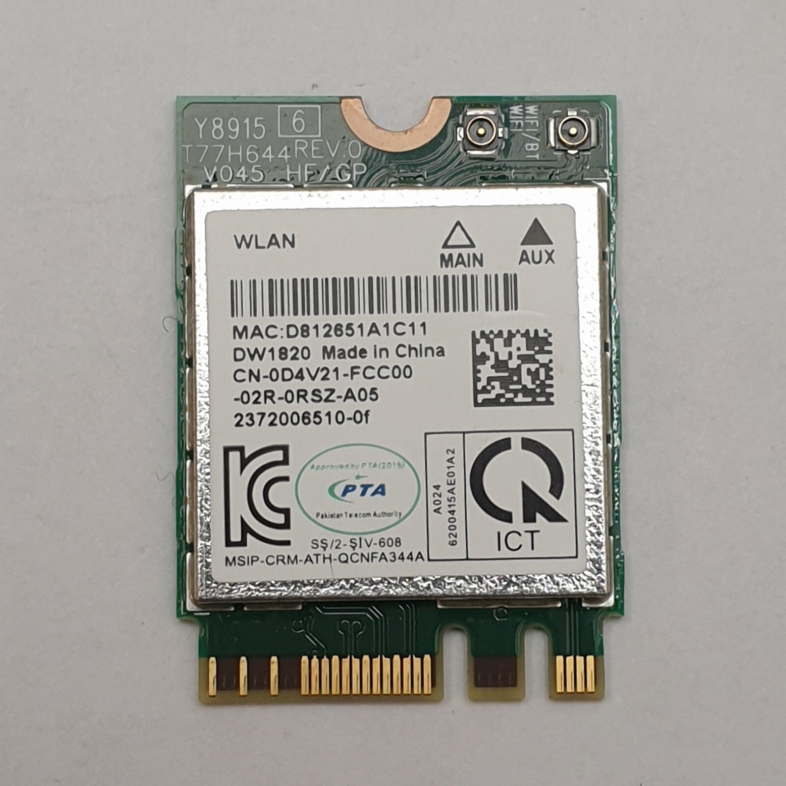 Dell Latitude 3390 2-in-1 WLAN Bluetooth Karte Wireless Modul DW1820