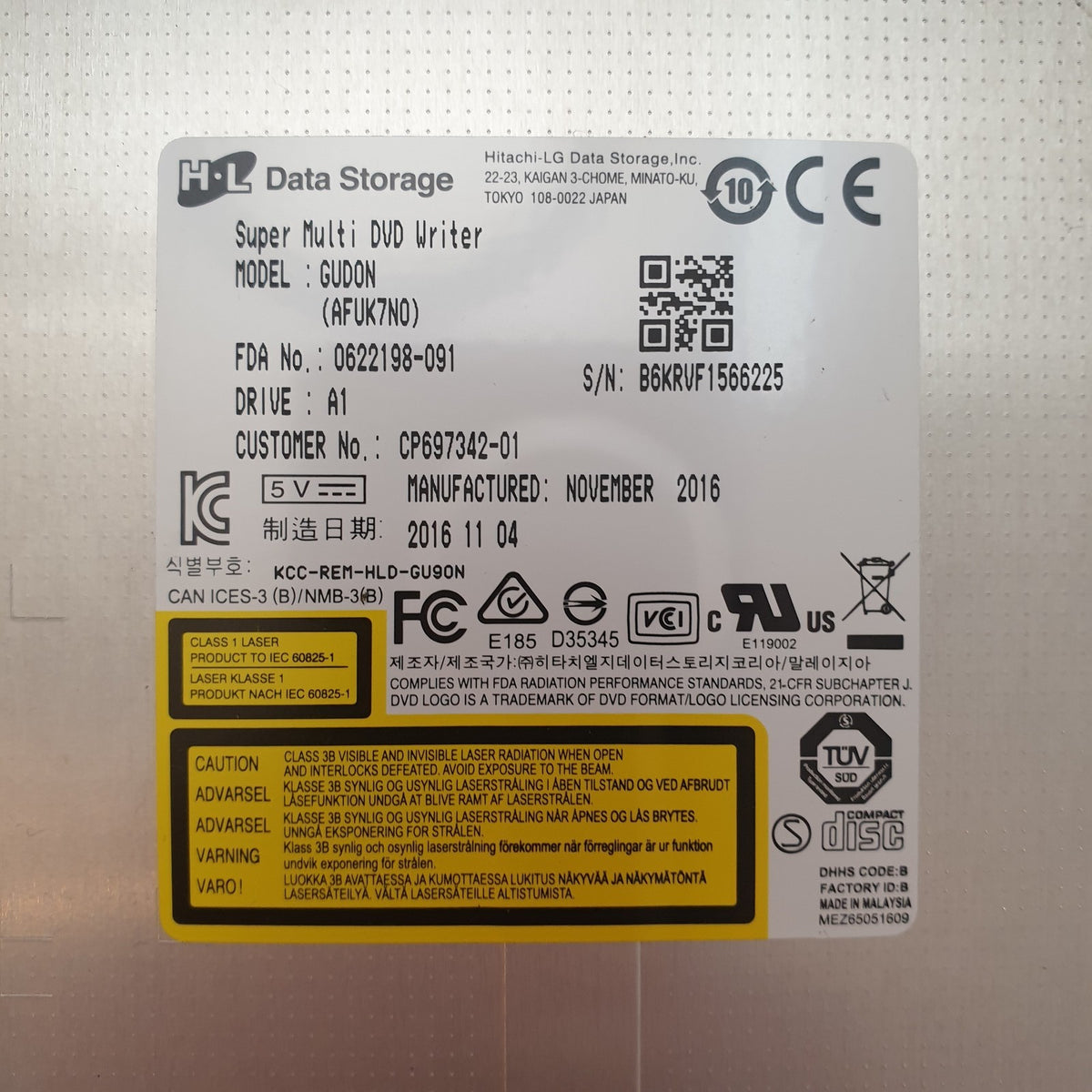 Fujitsu LifeBook A557 DVD RW Brenner Laufwerk CD DVD Writer Drive Intern