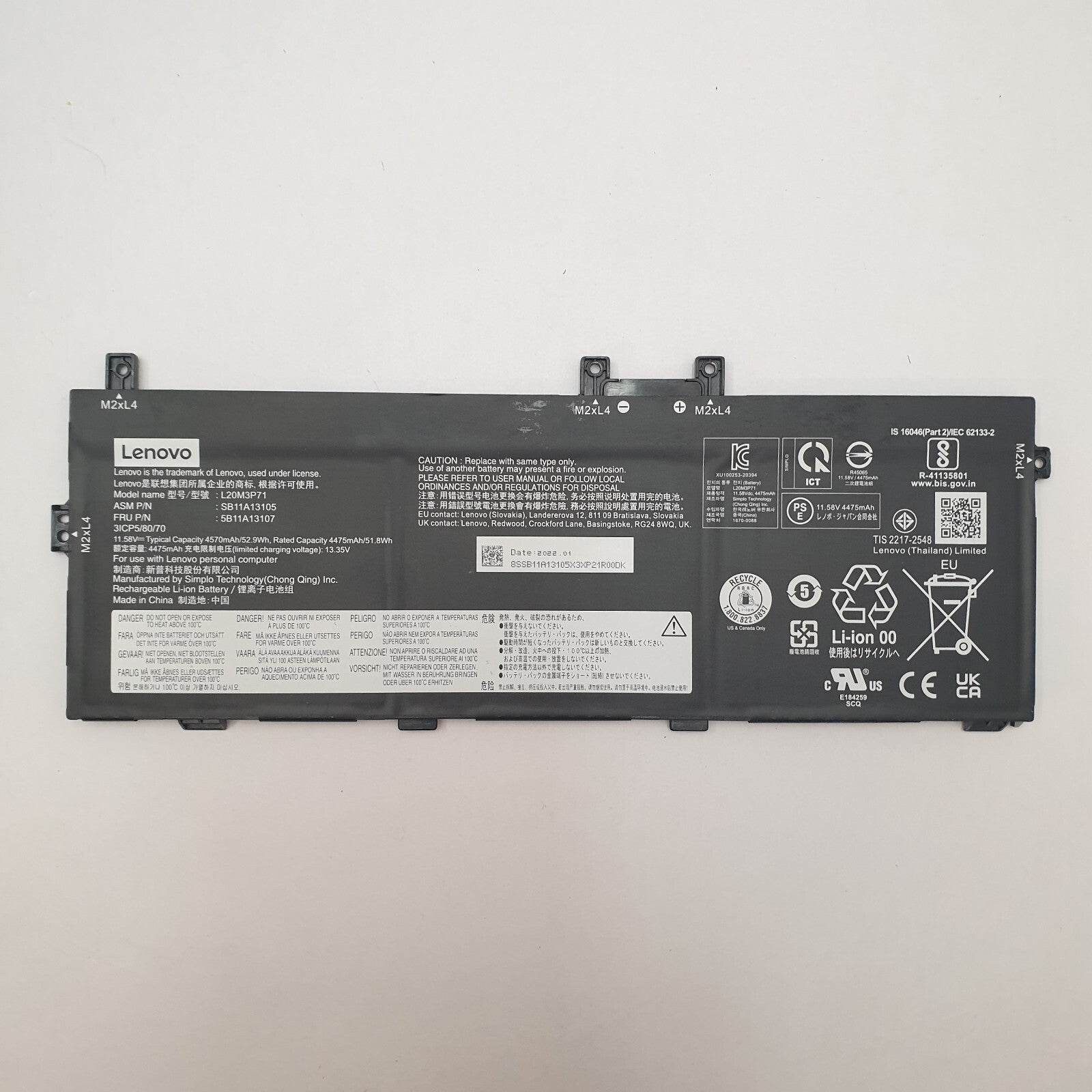Lenovo Thinkpad X13 Yoga G2 Original Akku 4475mAh Li-ion Battery Pack