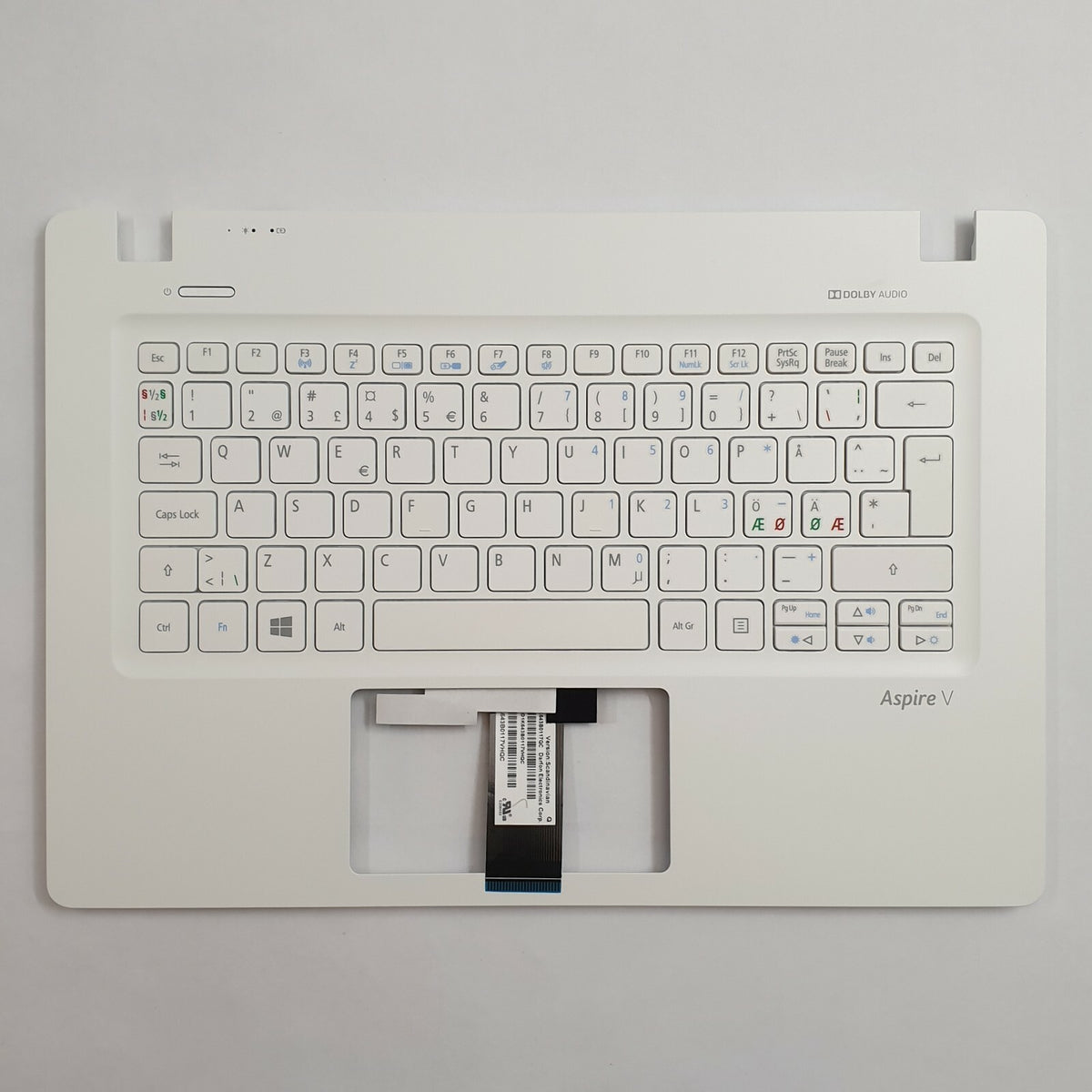 Acer Aspire V3-373 Handauflage Tastatur Nordic QWERTY Palmrest Keyboard Weiß