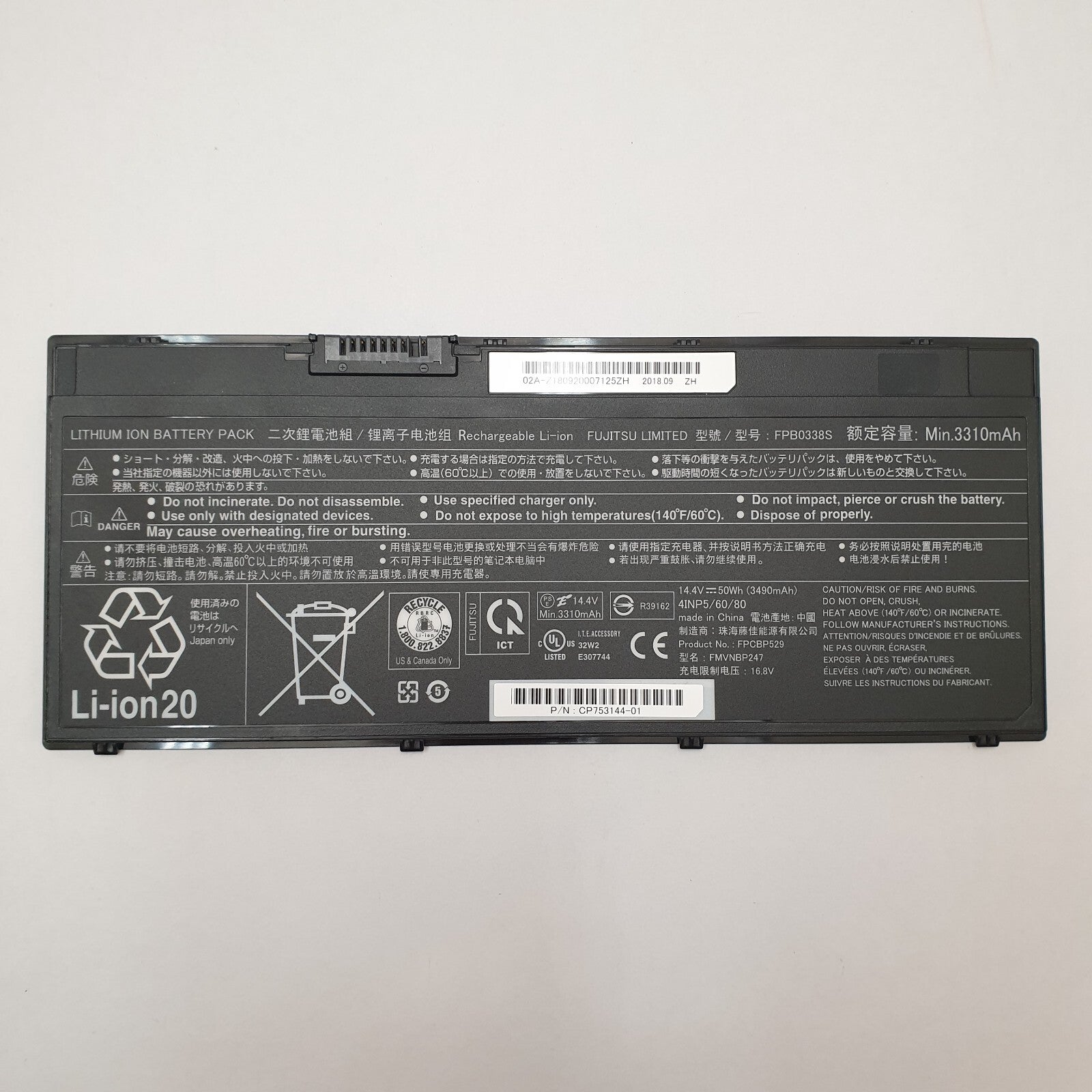 Fujitsu Lifebook U758 Original Akku 3310 mAh Li-ion Battery FPCBP247