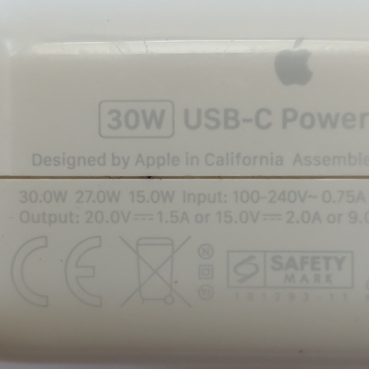 Original Apple 30W USB-C PD Netzteil Ladegerät EU-Stecker Weiß A2164