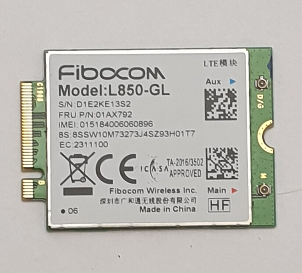 Lenovo ThinkPad T480 WWAN Karte 4G Fibocom L850-GL LTE Modul 01AX792