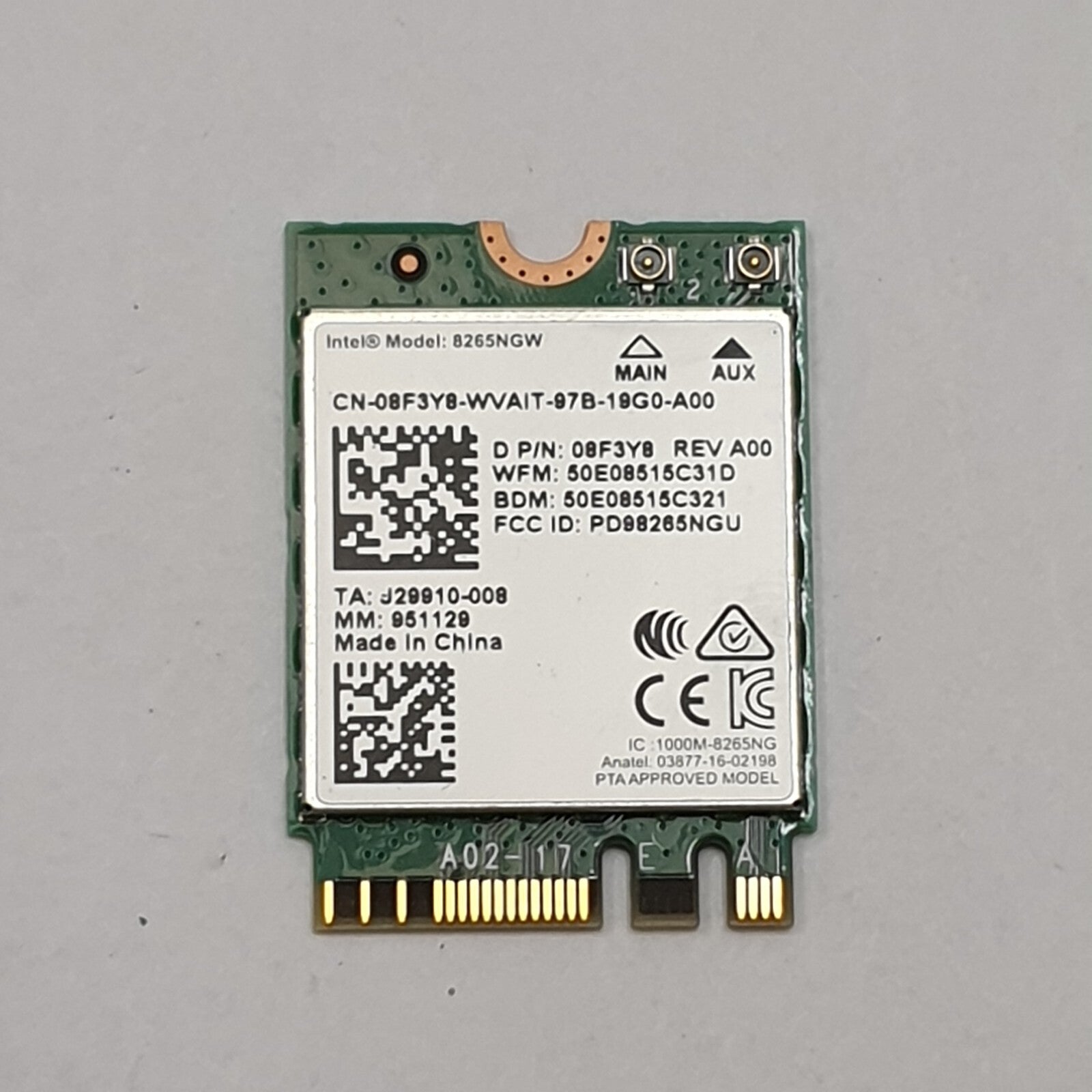Dell Latitude 5490 WLAN Karte Wifi Modul Intel 8265NGW Wireless Card