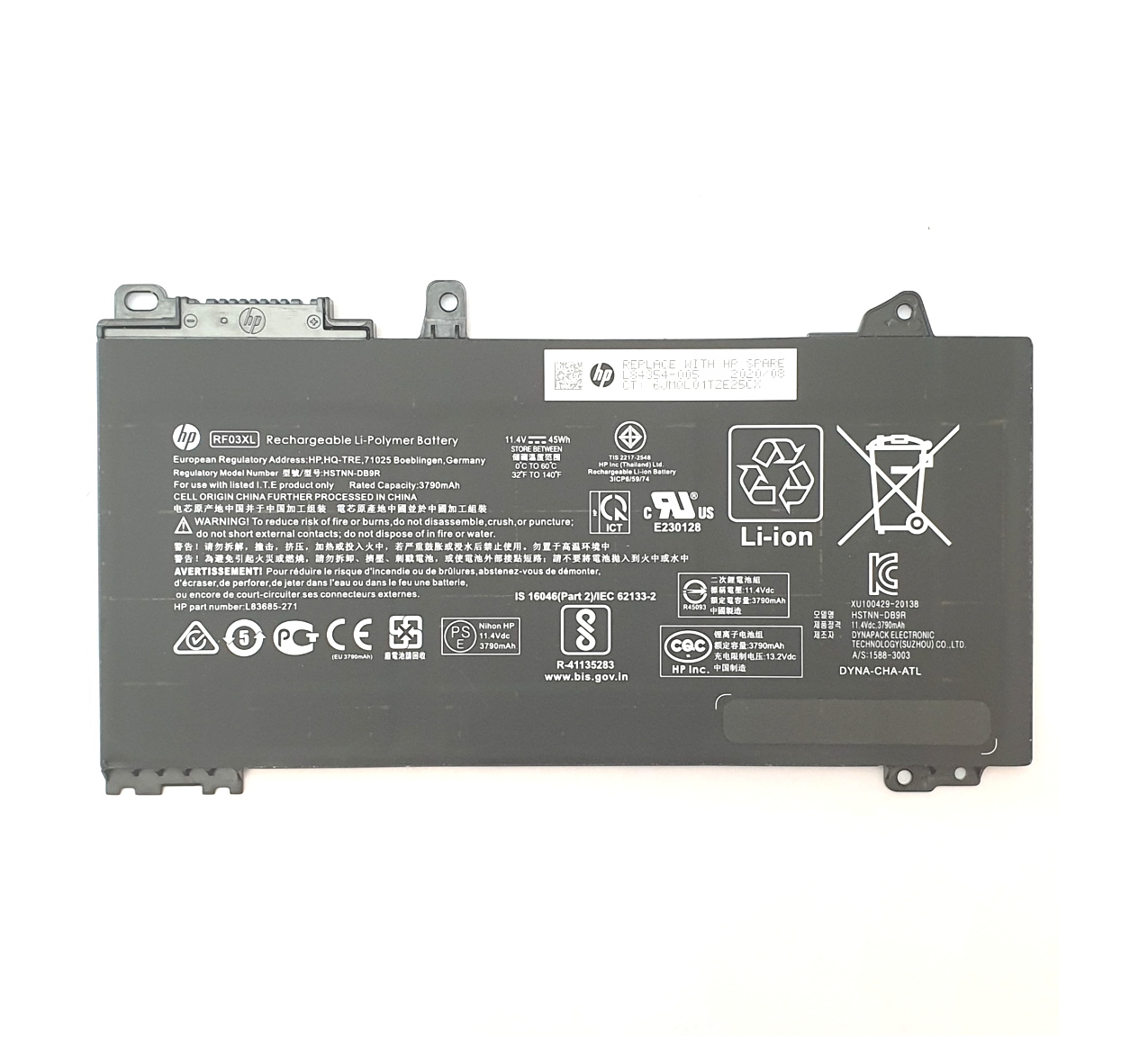 HP ProBook 450 G7 Original Akku RF03XL 11.4V 45Wh 3790mAh Li Polymer Batterie