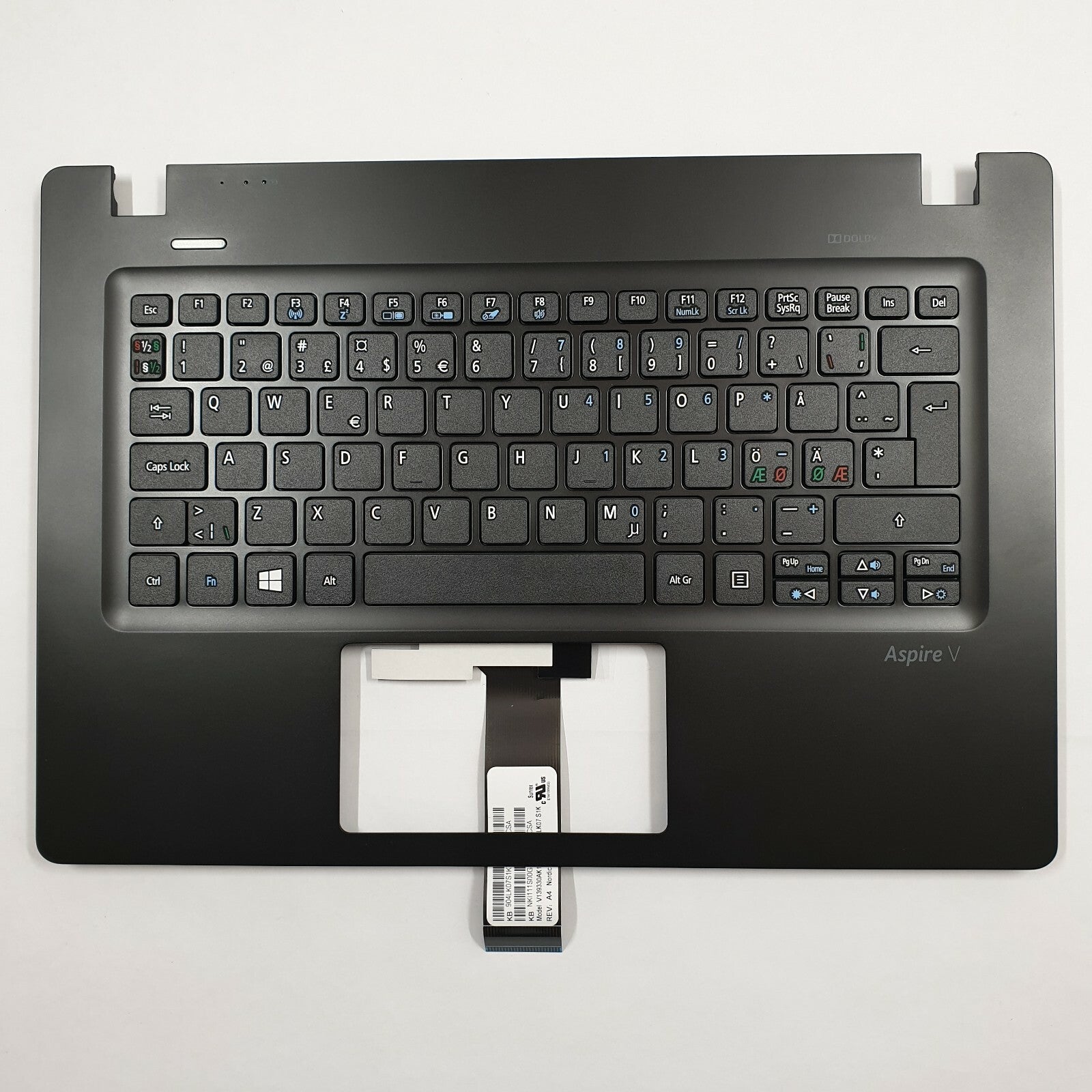 Acer Aspire V3-372 Handauflage Tastatur Nordic QWERTY Palmrest Keyboard