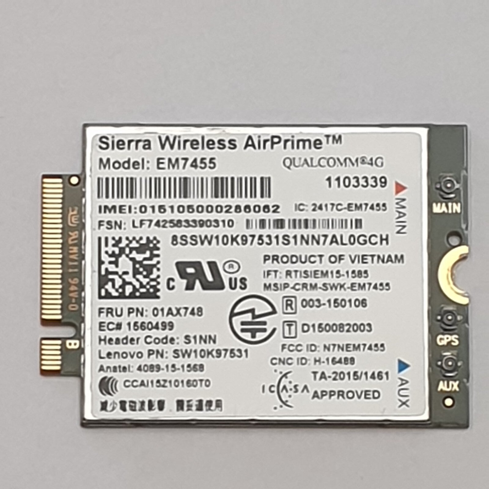 Lenovo ThinkPad T470 T470s X1 Tablet G3 WWAN Karte 4G Modul LTE Card EM7455